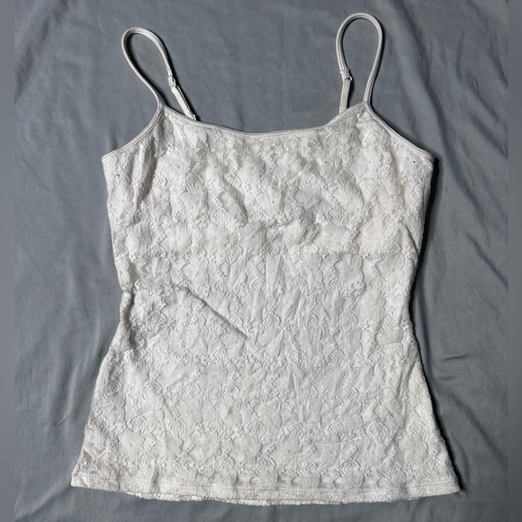 Express Tops - Express White Attached Bra Lace Camisole